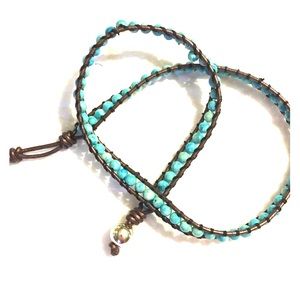 Beaded Turquoise Wrap Bracelet.